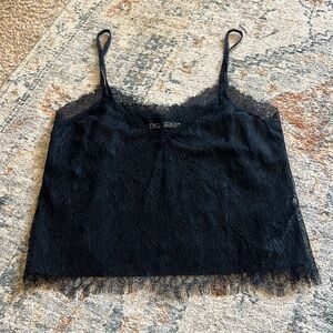 NWOT Alice + Olivia Black Lace Appliqué Cami in M